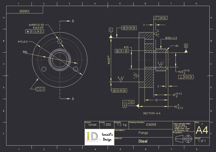 Flange 2 is.draftings 3D CAD Model Library GrabCAD