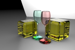 Wine Glass With Transparent Cubes.