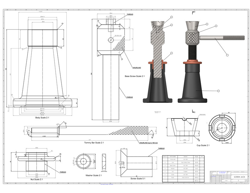 Screw Jack 3D CAD Model Library GrabCAD