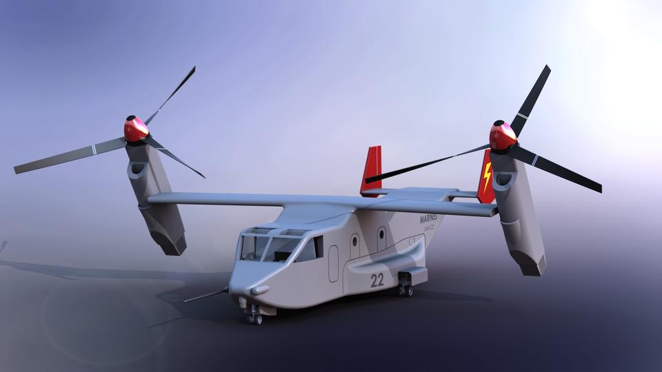 Bell Boeing V 22 Osprey Helicopter 3d Cad Model Library Grabcad