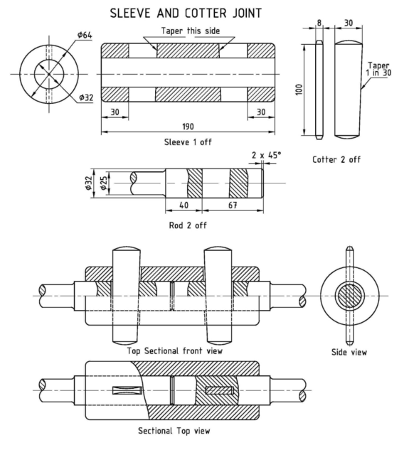 SLEEVE AND COTTER JOINT 3D CAD Model Library GrabCAD