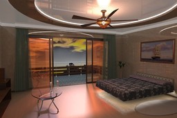 Design of a room interior with balcony.