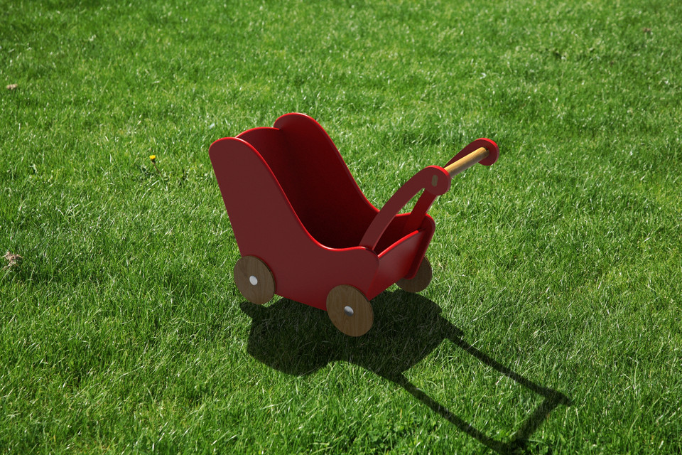 Wooden Doll Pram