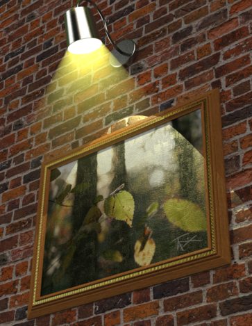 Spotlighted Frame on Brick Wall