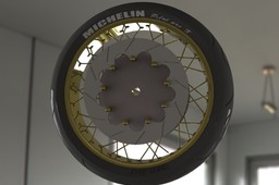 Front Motorcycle spoked wheel with tyre