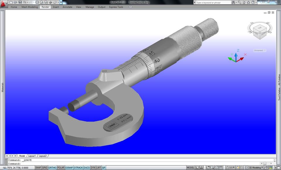 0 25 mm Micrometer 3D CAD Model Library GrabCAD