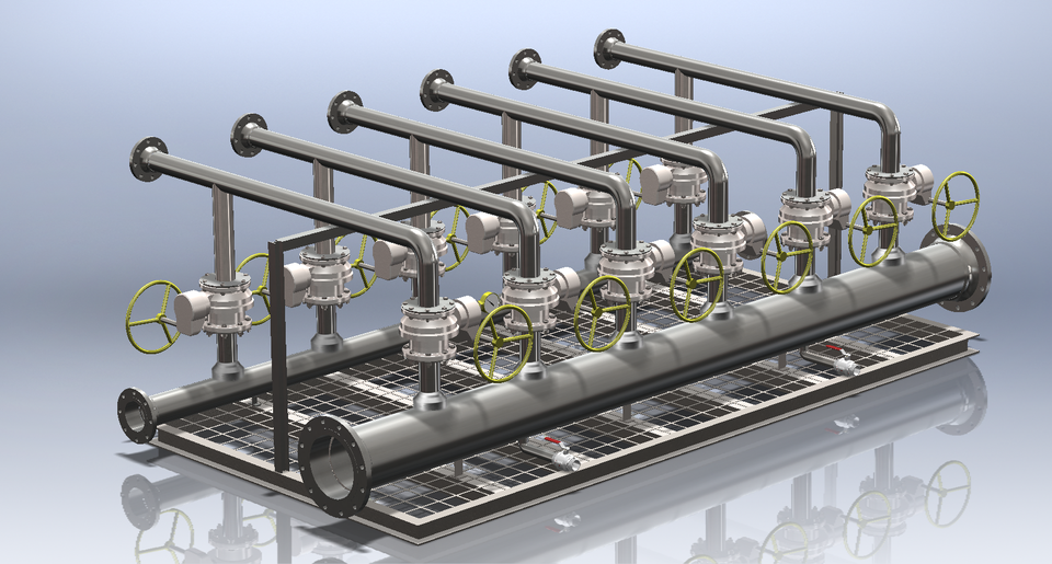 Manifold skid 3d cad model library grabcad