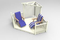GARDEN DECKING AREA WITH 2 CHAIRS