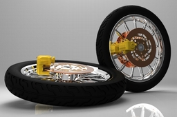 Front wheel with tire
