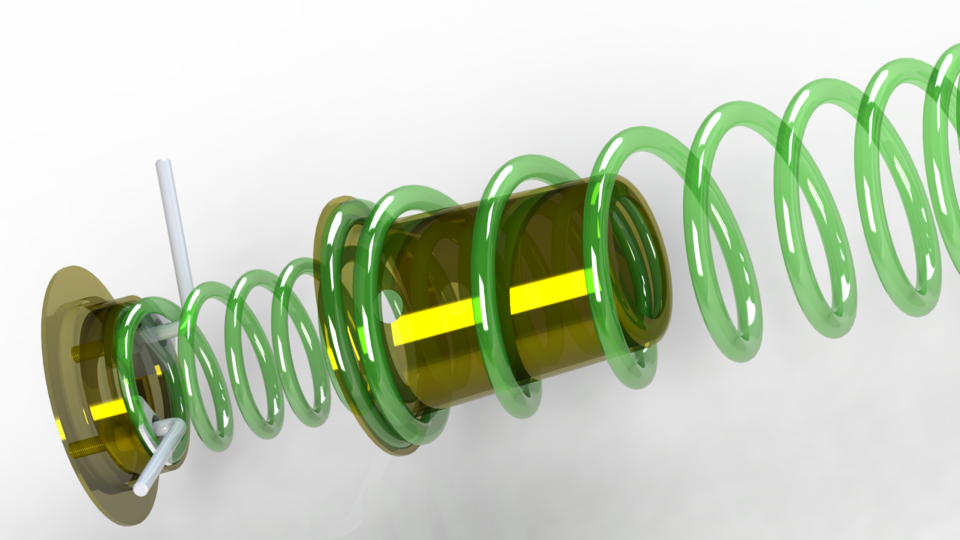 ULTRAFLEX4x4 Telescopic Extension Spring for long travel. Landrover Defender 3D CAD Model