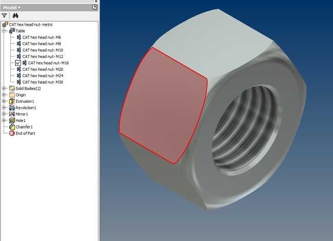 CAT hex nut- metric