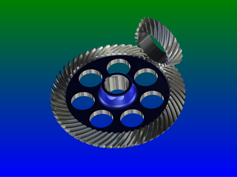 Gearing ( Bevel gear with helical teeth ) 3D CAD Model Library GrabCAD