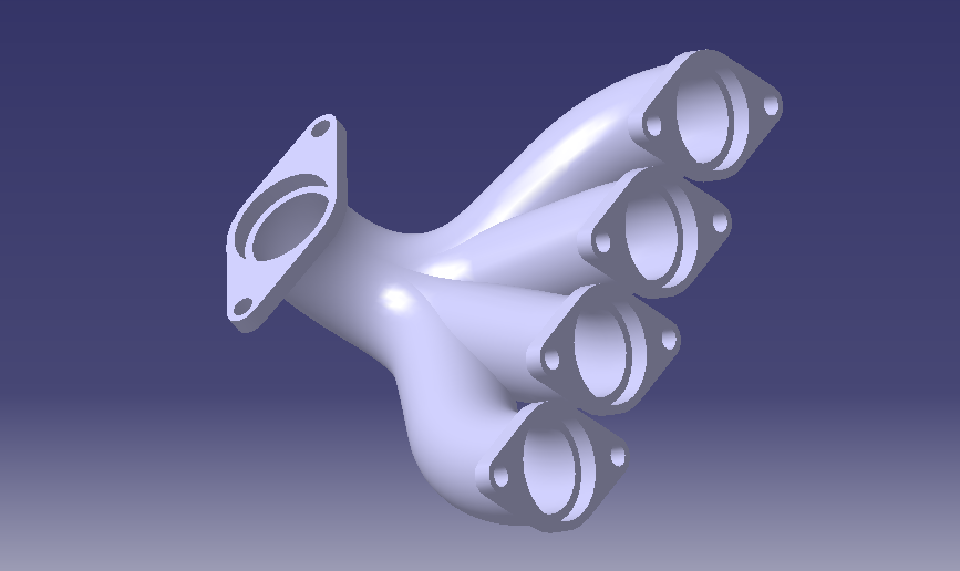 Simple Exhaust manifold 3D CAD Model Library GrabCAD