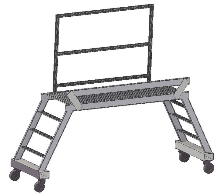 Ladder with pedestal platform 700x1200x2240 3D CAD Model Library