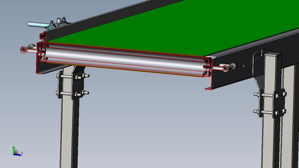 Conveyor belt on wheels 500x4250mm 3D CAD Model Library GrabCAD