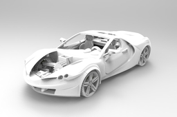 3D Printable Model Car with movable doors, hoods, wheel and sterring wheel