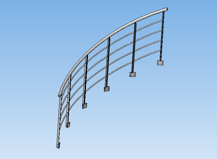 External railing of a spiral staircase