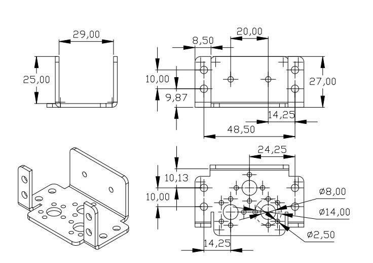 Servo Brackets 3D CAD Model Library GrabCAD