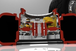 Rear wheel with tire