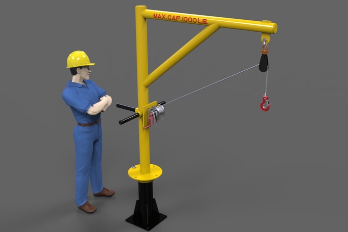 crane model autocad davit 1000  CAD  lbs AutoCAD, 3D STEP GrabCAD IGES crane   model /