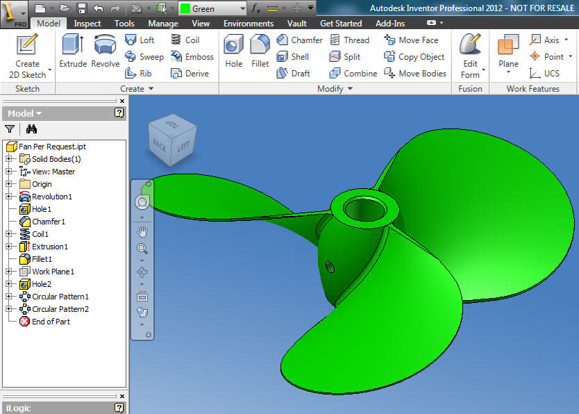 3 Bladed Propeller 3D CAD Model Library GrabCAD