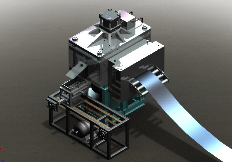 hydraulic press with automatic counter + conveyor
