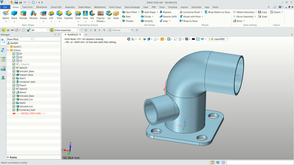 ZW3D Connection Pipe Tutorial
