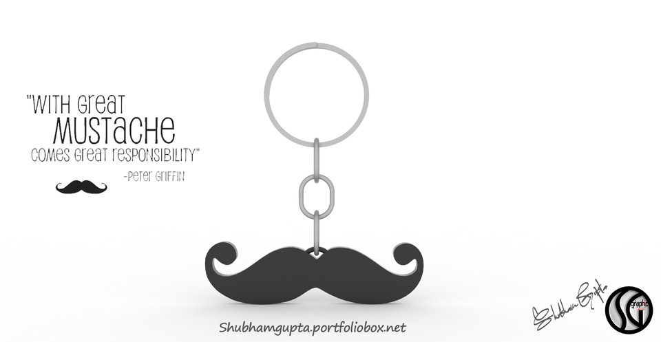 Mustache Keychain