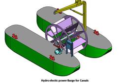 Hydro electric power barge for canals 