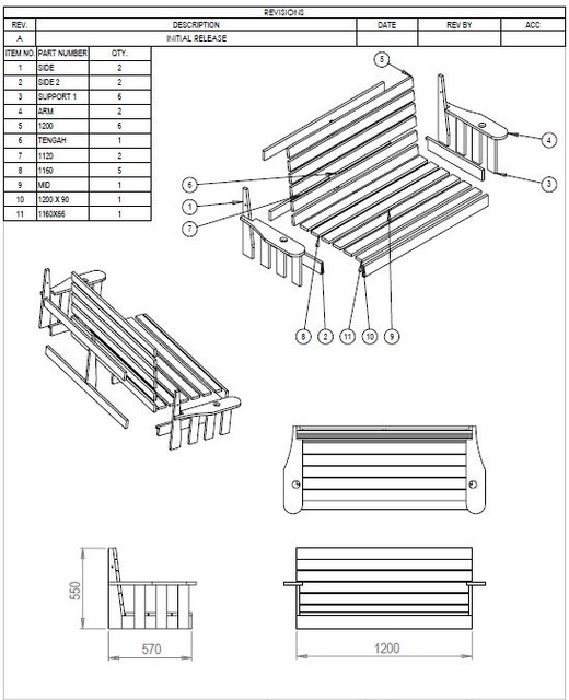 Swing Bench 3D CAD Model Library GrabCAD
