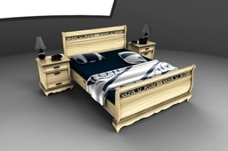 Rustic Bedroom(Double Bed and Bed Side Tables*Detailed parts)