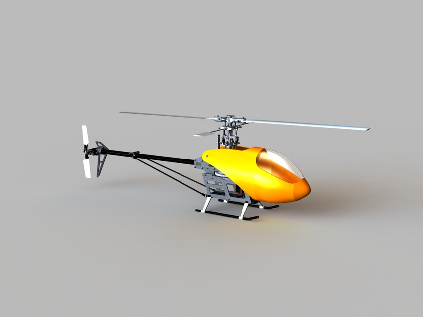 250 class helicopter with Flybar rotor head 3D CAD Model Library