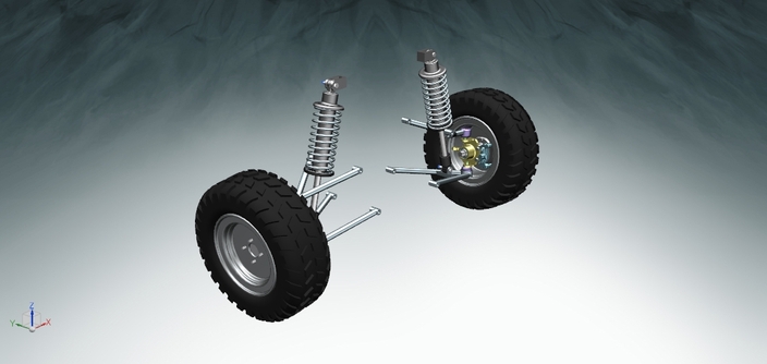 Double A Arm Suspension And Disc Brake With Wheel Assembly