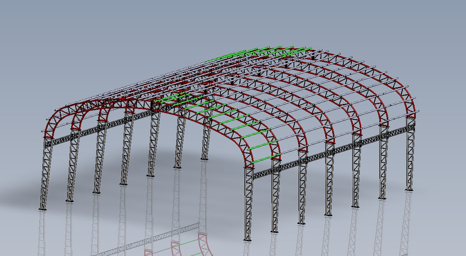 Basket handle steel roof