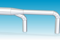 Mall, Industrial, sheetmetal air duct design w elbows, transitions, tee’s