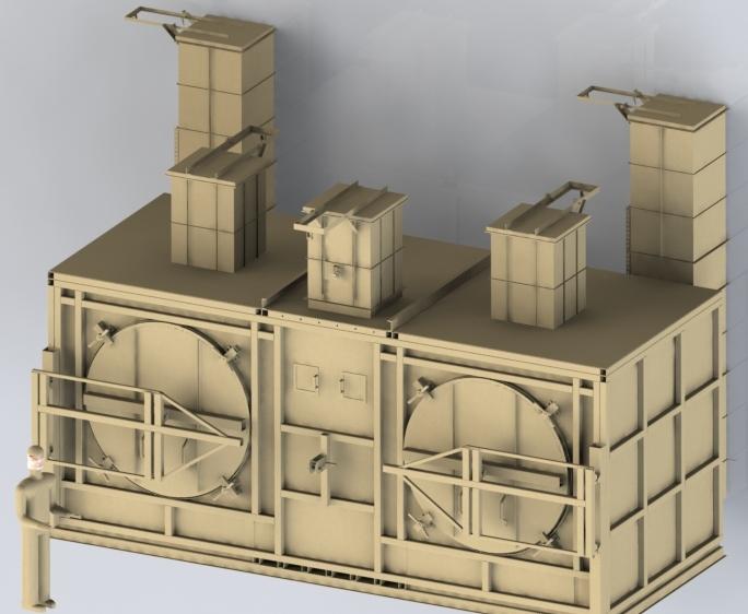 Charcoal burning stove , with horizontal retorts of stationary and