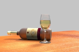 Wine glass and wine bottle