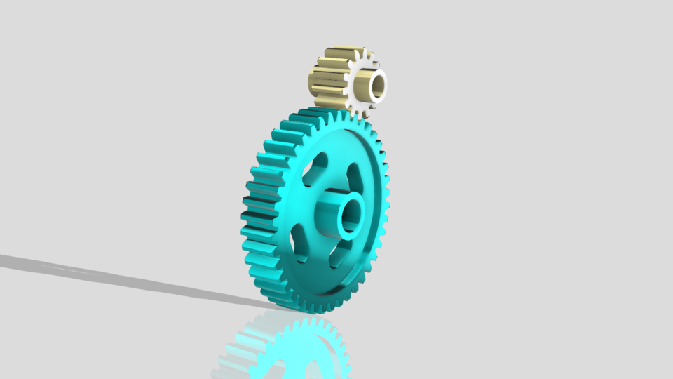 Animated. External Spur Gear Transmission 1 3D CAD Model Library