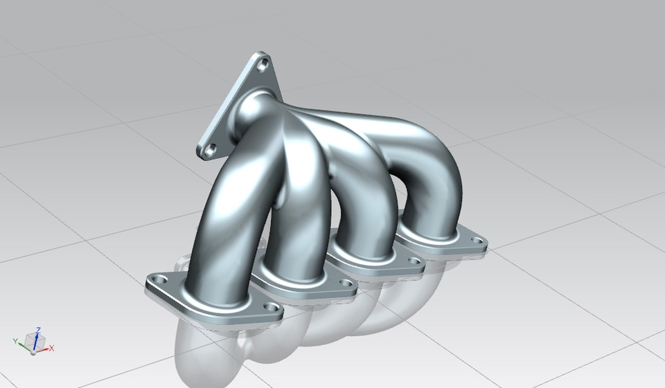 exhaust manifold 3D CAD Model Library GrabCAD