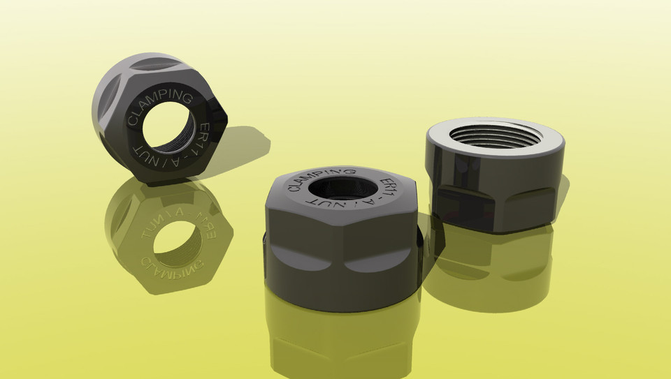 ER11 A type Collet Clamping Nut 3D CAD Model Library GrabCAD
