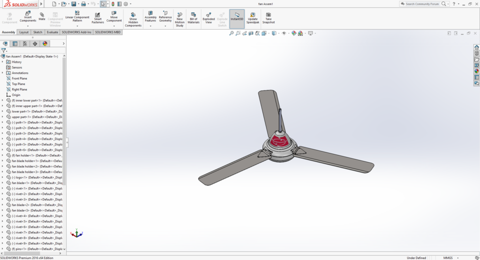Ceiling fan 3D CAD Model Library GrabCAD