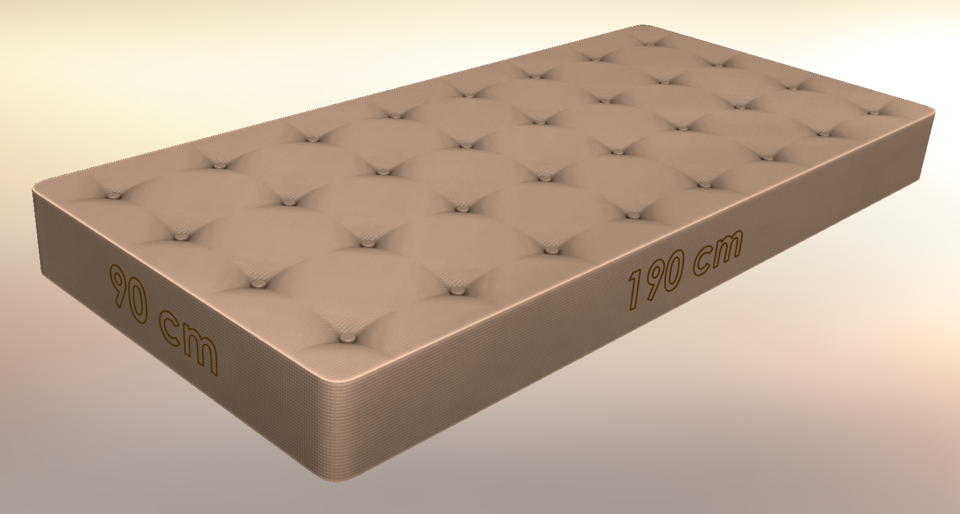 Standard Single Mattress UK & Ireland 90cm x 190cm 3D CAD Model