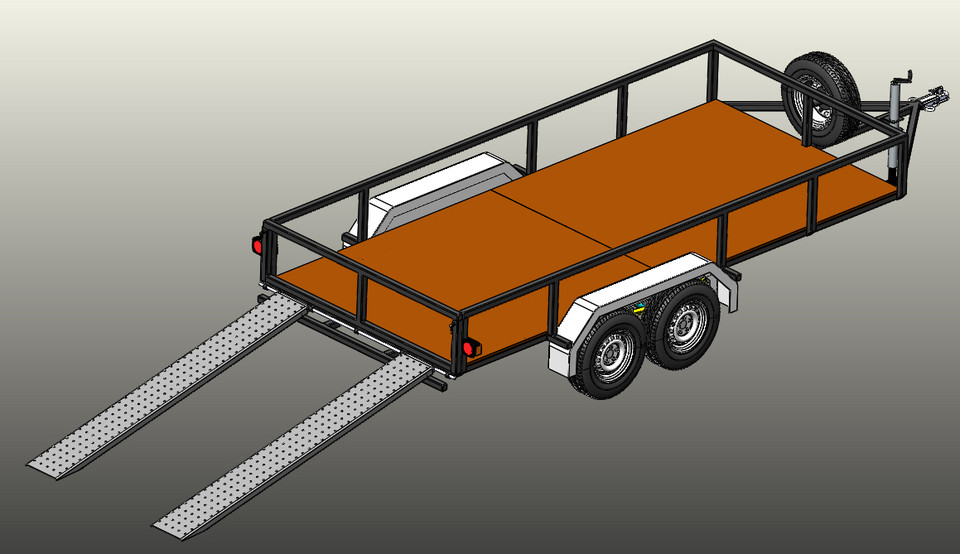 14' FLATBED TRAILER 3D CAD Model Library GrabCAD