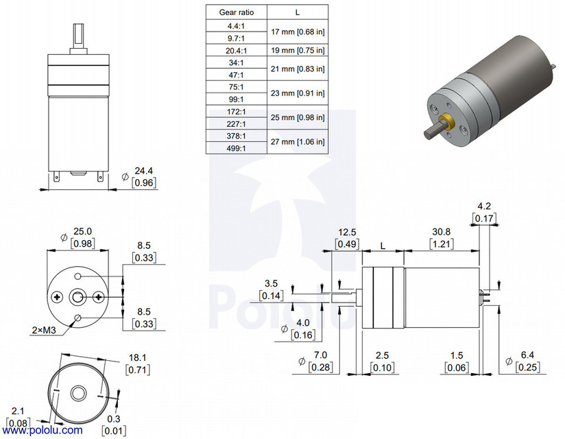 4.4:1 2250 rpm motor