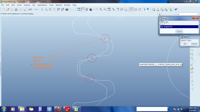 Spur Gear Meshing in Pro/e