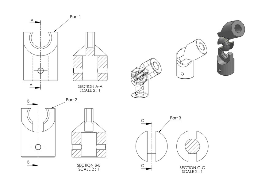 Universal joint 3D CAD Model Library GrabCAD