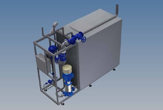 Steam hot water set, 4000 l tank
