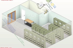 Storage Area with Desk Chair and Racks