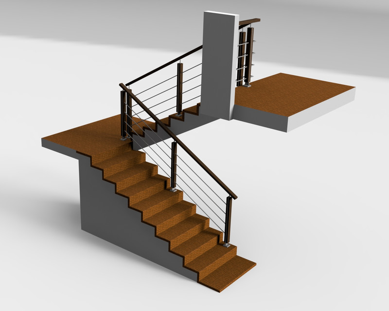 Steps railing wood/stainless