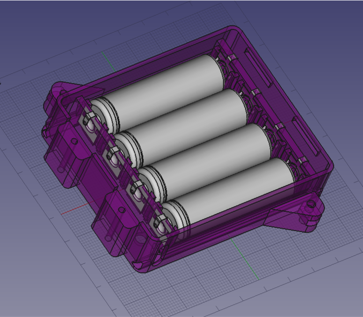 4 AA Batteries container (or 14500 Li-on) with removable cover.